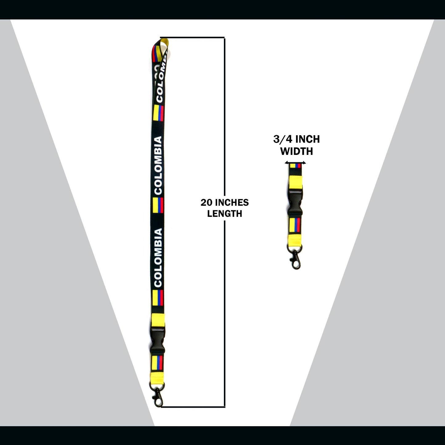 Lanyard - Colombia Flag Reversible Black Yellow Lanyard