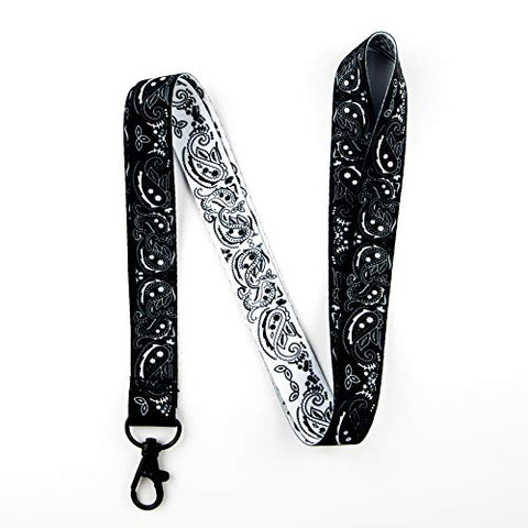 Bandana Paisley Lanyard - Black/White