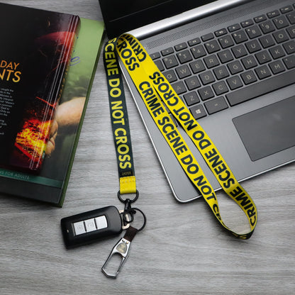 Crime Scene Do Not Cross Lanyard - Black/Yellow Reversible