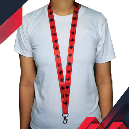 Marijuana Lanyard - Red/Black Reversible