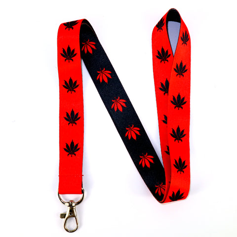 Marijuana Lanyard - Red/Black Reversible