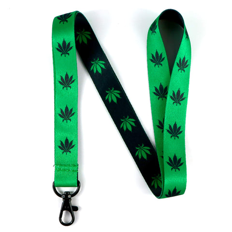 Marijuana Lanyard - Green/Black Reversible