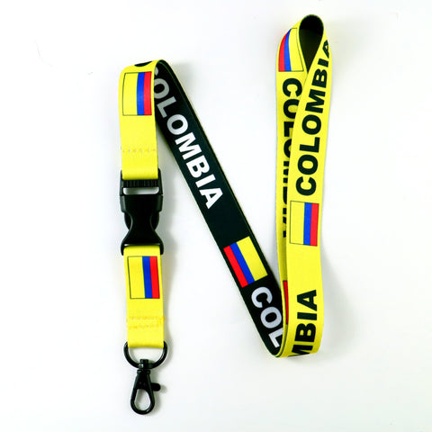 Lanyard - Colombia Flag Reversible Black Yellow Lanyard