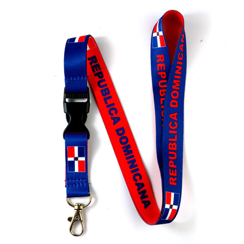 Lanyard - Republica Dominicana Flag Reversible Blue Red Lanyard