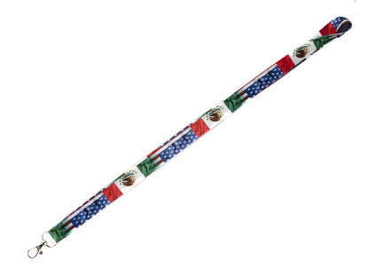 Lanyard - Usa Mexico Flag Double Sided Printed Flag Lanyard
