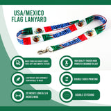 Lanyard - Usa Mexico Flag Double Sided Printed Flag Lanyard