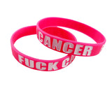 F Cancer Pink/White Silicone Wristbands