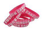 F Cancer Pink/White Silicone Wristbands