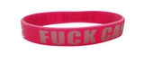 F Cancer Pink/White Silicone Wristbands