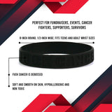 Wristband - F Cancer Pack Of 10 Silicone Black On Black Wristband