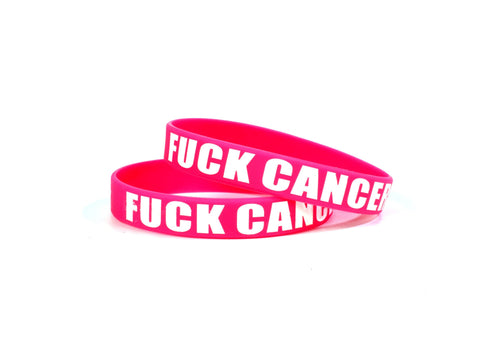 Wristband - F Cancer Pink/White Silicone Wristbands