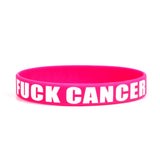 Wristband - F Cancer Pink/White Silicone Wristbands